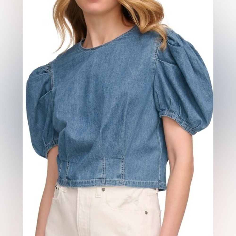 Denim Puff Sleeve Top